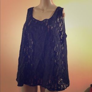Black Lace Sleeveless Top